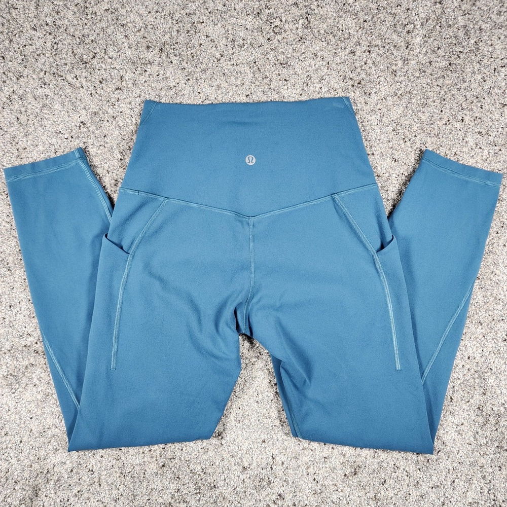 Lululemon Align HR Pant Pockets Women 6 Teal Blue Nulu 25" Leggings Excellent